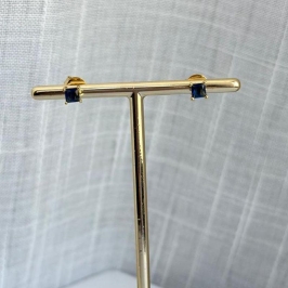 Brinco Ponto de Luz Azul Caixa Quadrada