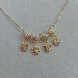 Colar 4 Filhos Coração