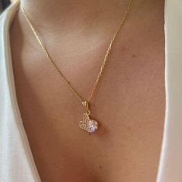 Colar Coração com Ponto de Luz