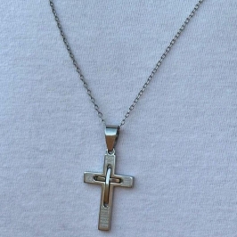 Colar Masculino Cruz Aço