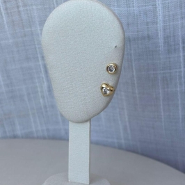 Conjunto de Brinco Coração com Ponto de Luz