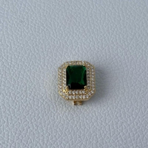 Pingente Pulseira Aço Esmeralda