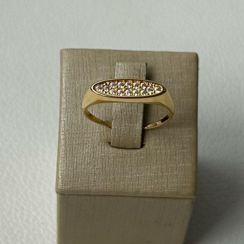 Anel Liso Oval Cravejado