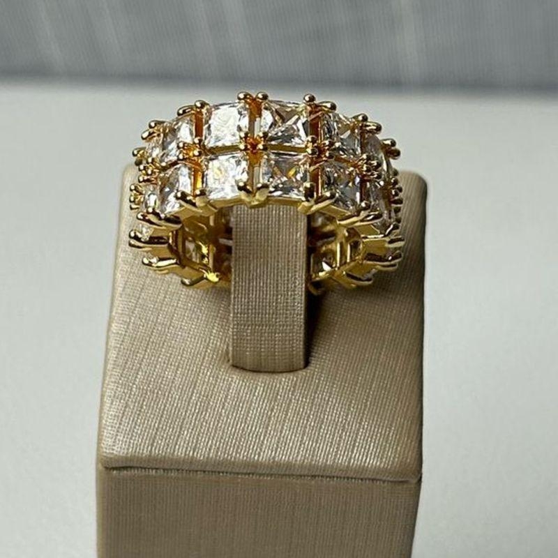 Anel Pedra Carrê Duplo