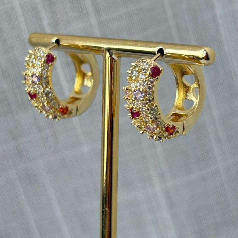 Brinco Argola Toda Cravejada