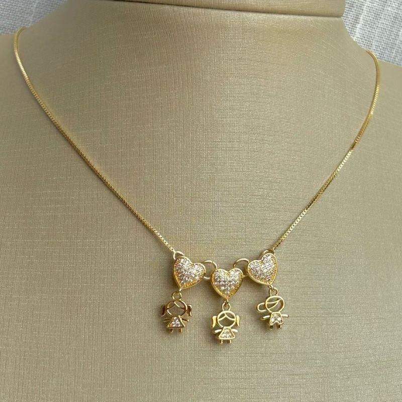 Colar 3 Corações 3 Filhos