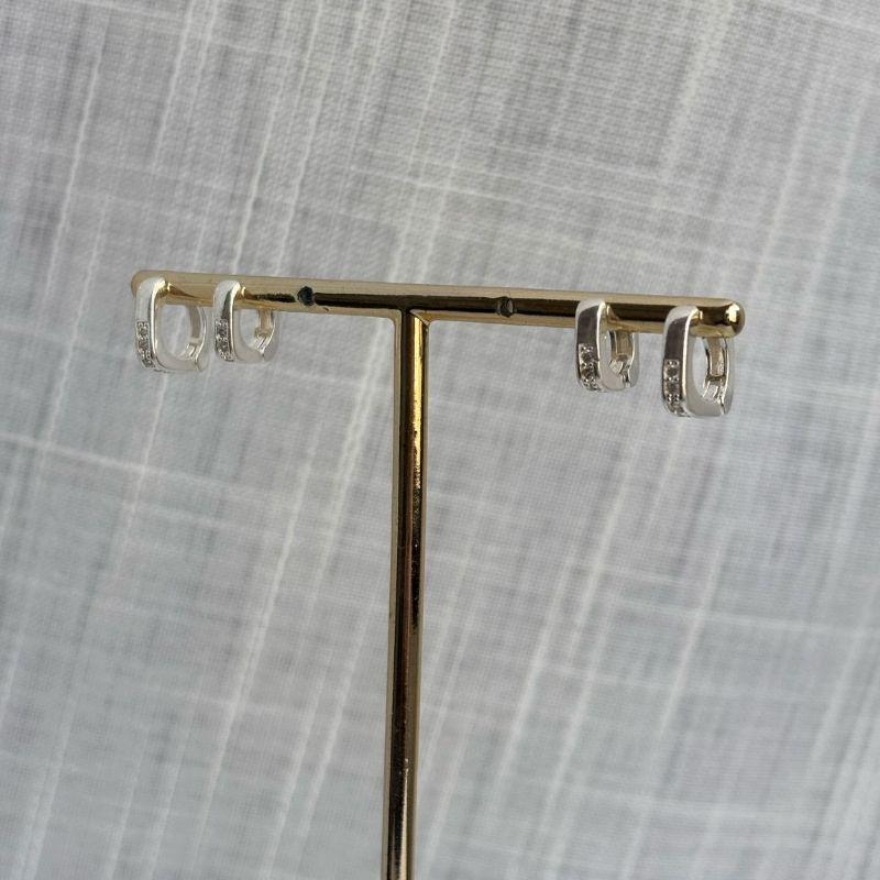 Conjunto de Brinco Argola Quadrada