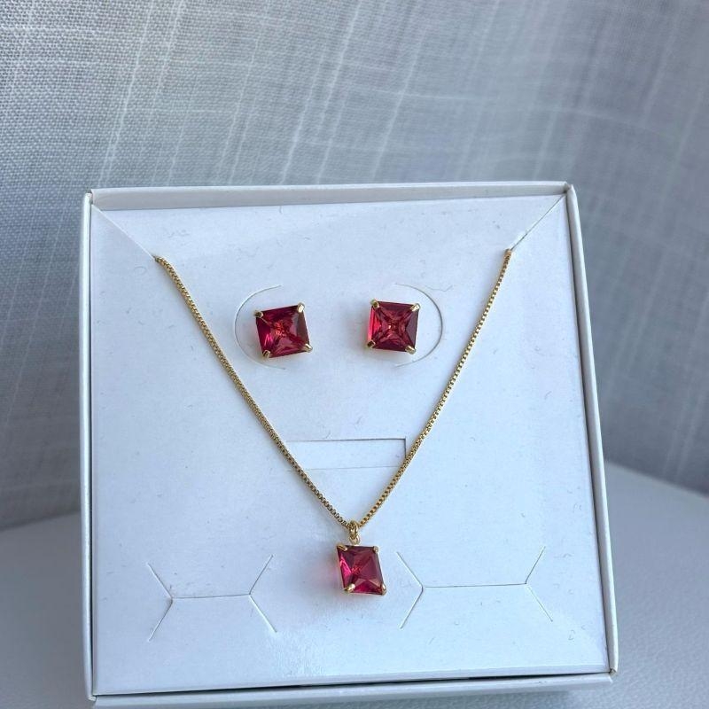 Conjunto Rubi, colar e brinco
