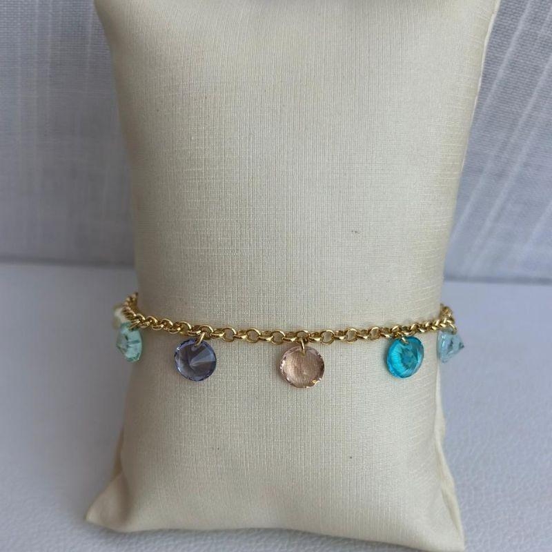 Pulseira Elo Português Colorido Tons Claros