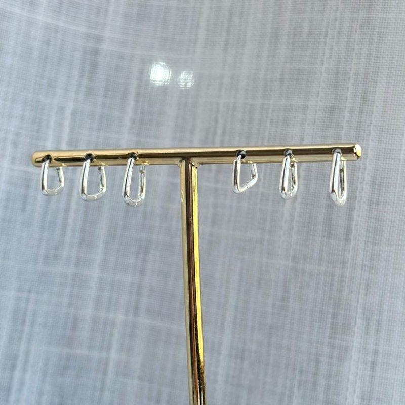 Trio de Brinco Argola Retangular