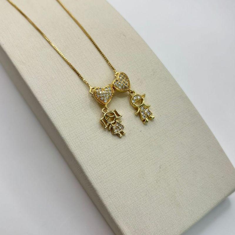 Colar 2 Corações 2 Filhos