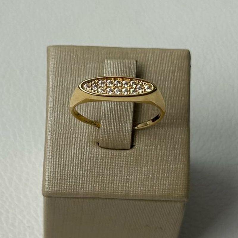 Anel Liso Oval Cravejado