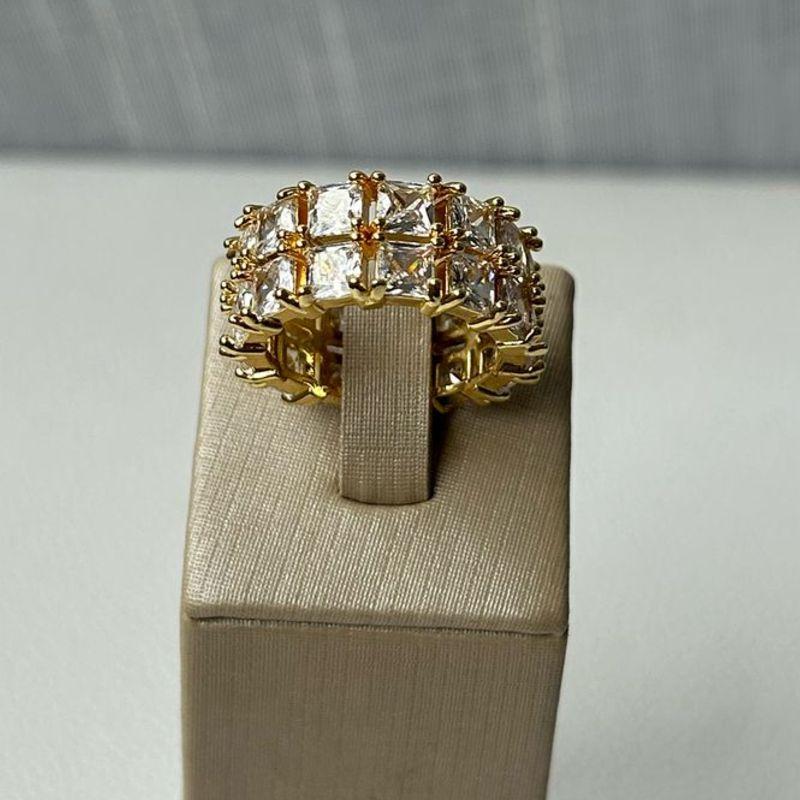 Anel Pedra Carrê Duplo