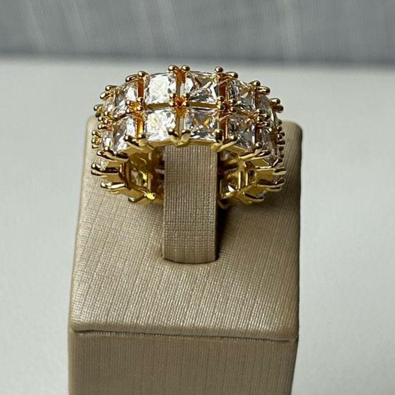 Anel Pedra Carrê Duplo