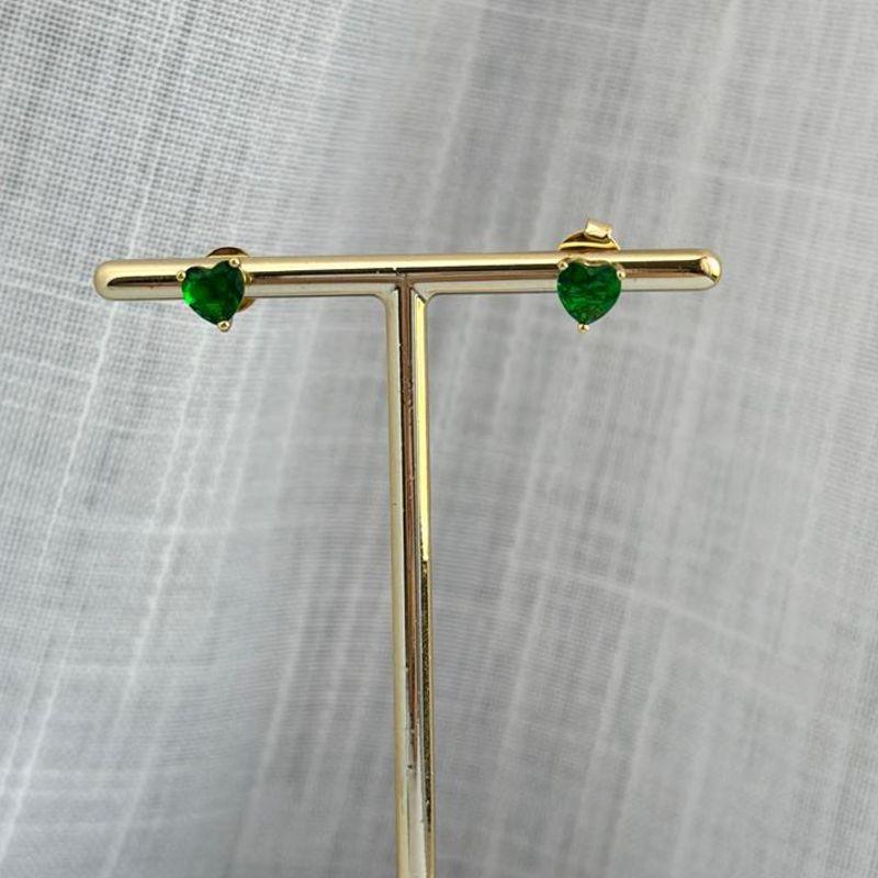 Brinco Coração Verde Esmeralda