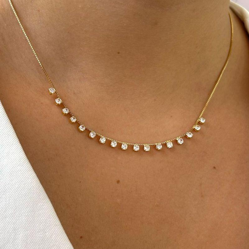 Colar 17 Pontos de Zircônia Cristal