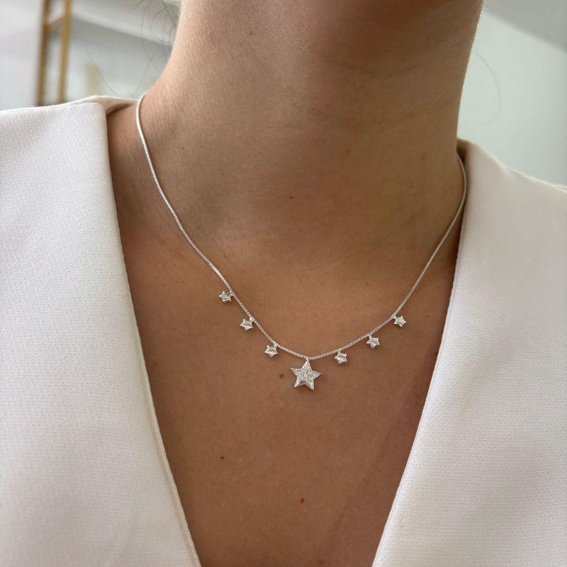 Colar Pontos de Zircônia com Estrela