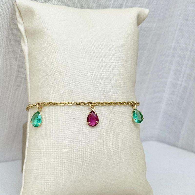 Pulseira Gota Verde e Rosa