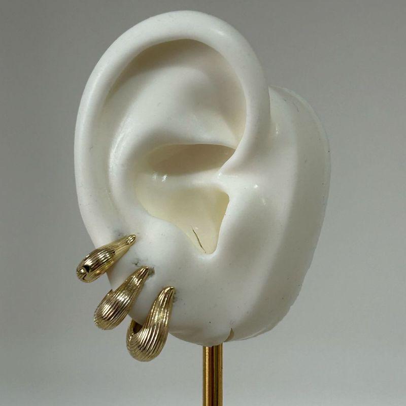 Trio de Brinco Oval Microcravejado