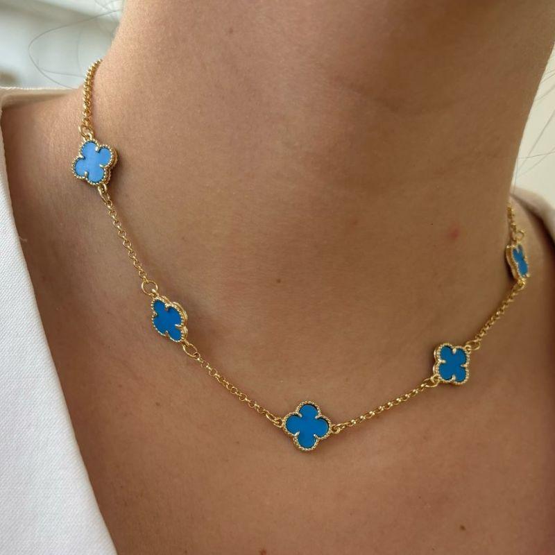Colar Trevo Azul