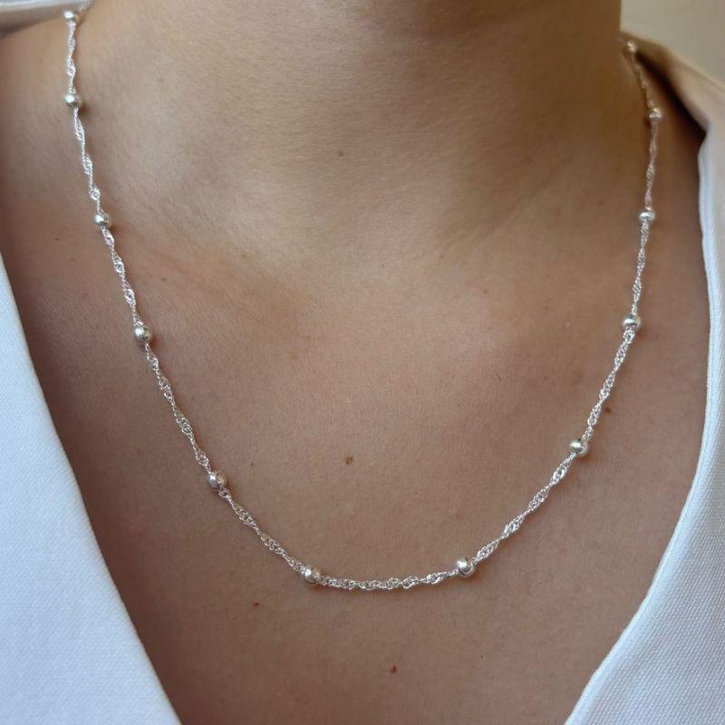 Colar Singapura com Bolinha 50cm