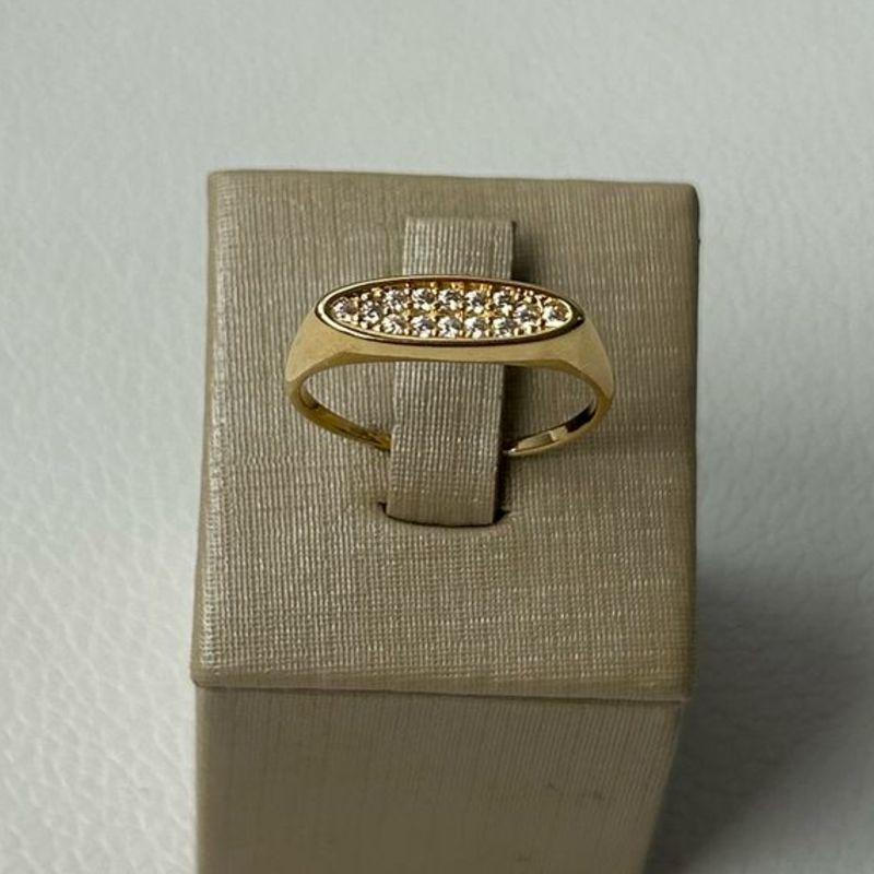 Anel Liso Oval Cravejado
