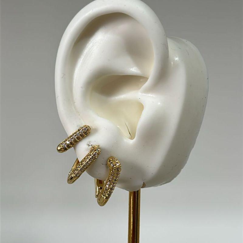 Trio de Brinco Triangular Microcravejado