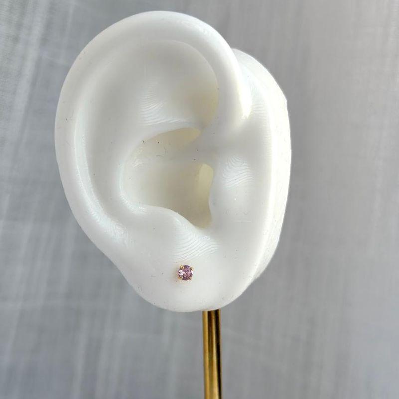 Brinco Ponto de Luz Rosa ou Cristal PP