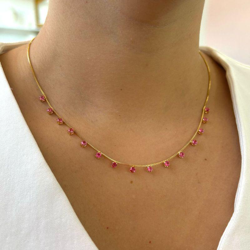 Colar Pontos De Rubi