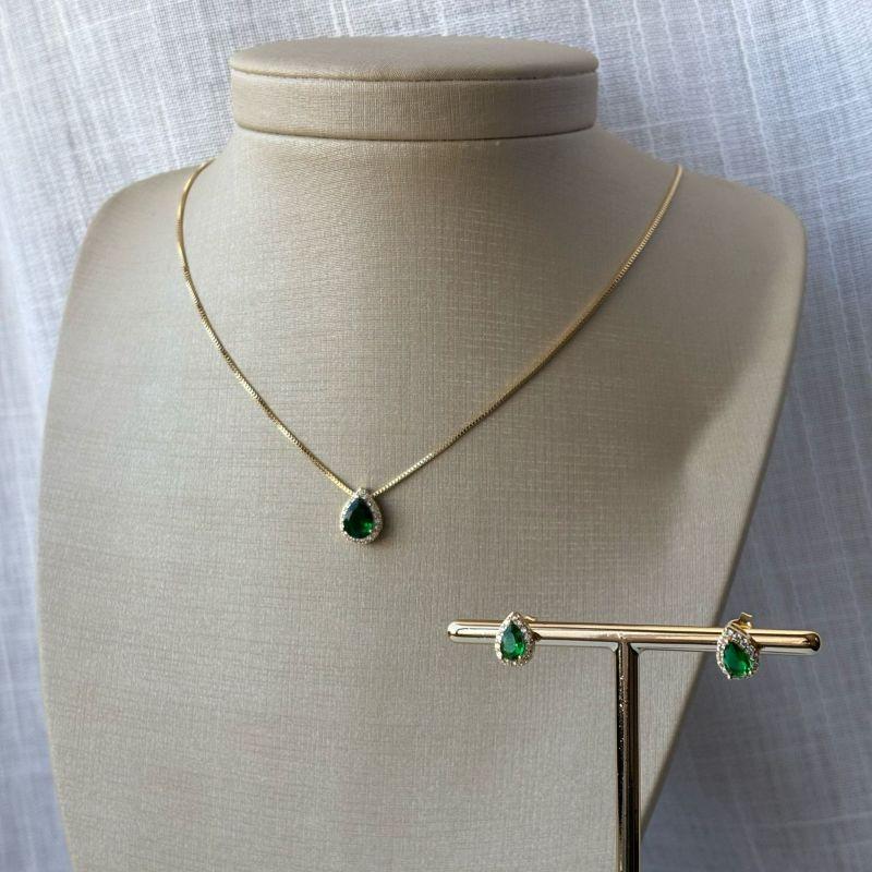 Conjunto  Gota Verde Esmeralda