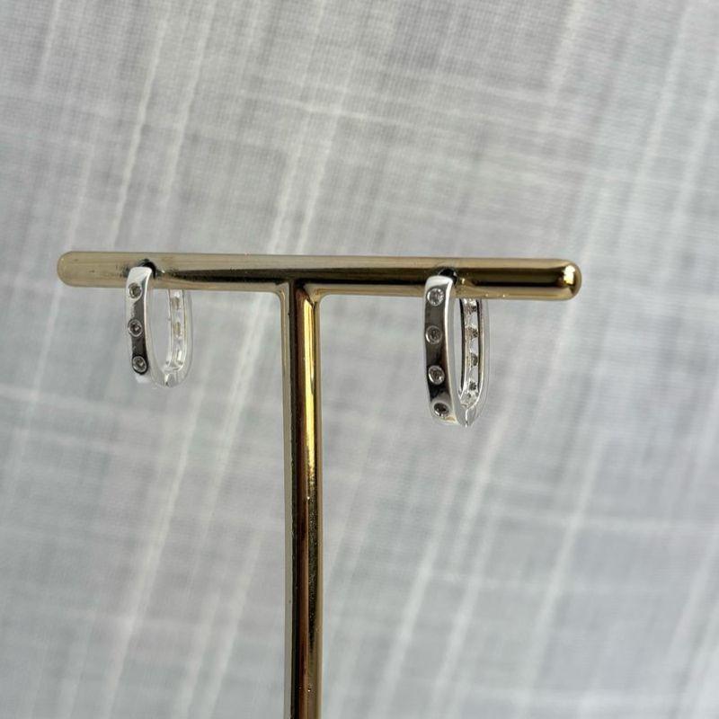 Brinco Argola Quadrado com Pontos de Zircônia M/P