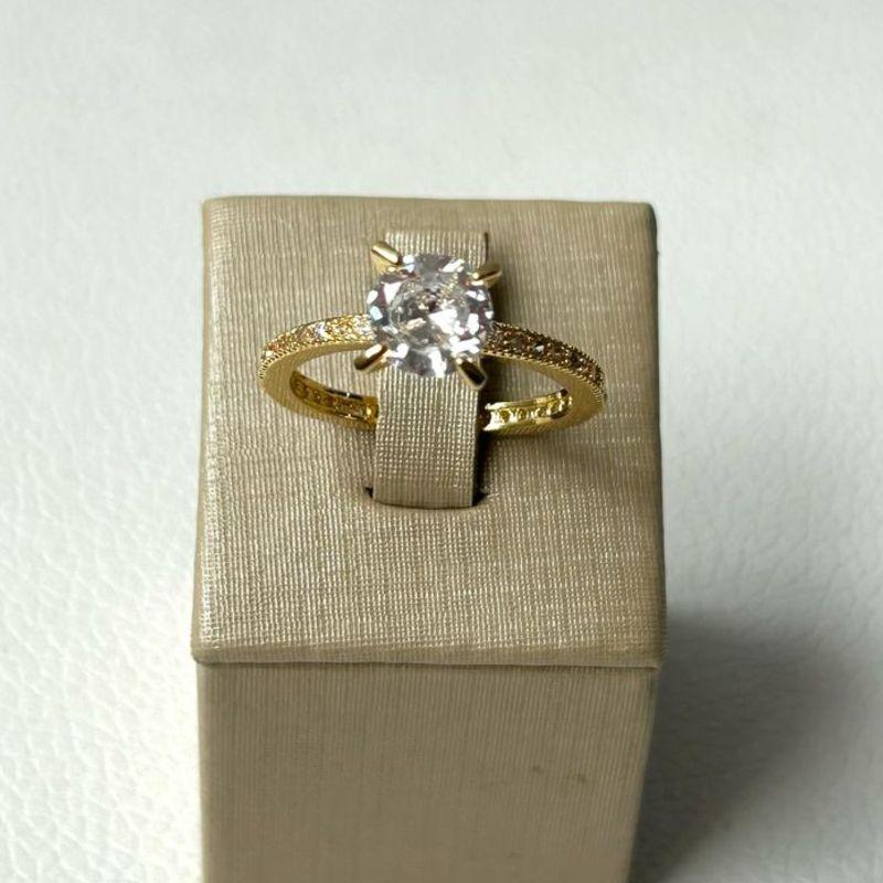 Anel Solitário Cravejado Volta Inteira