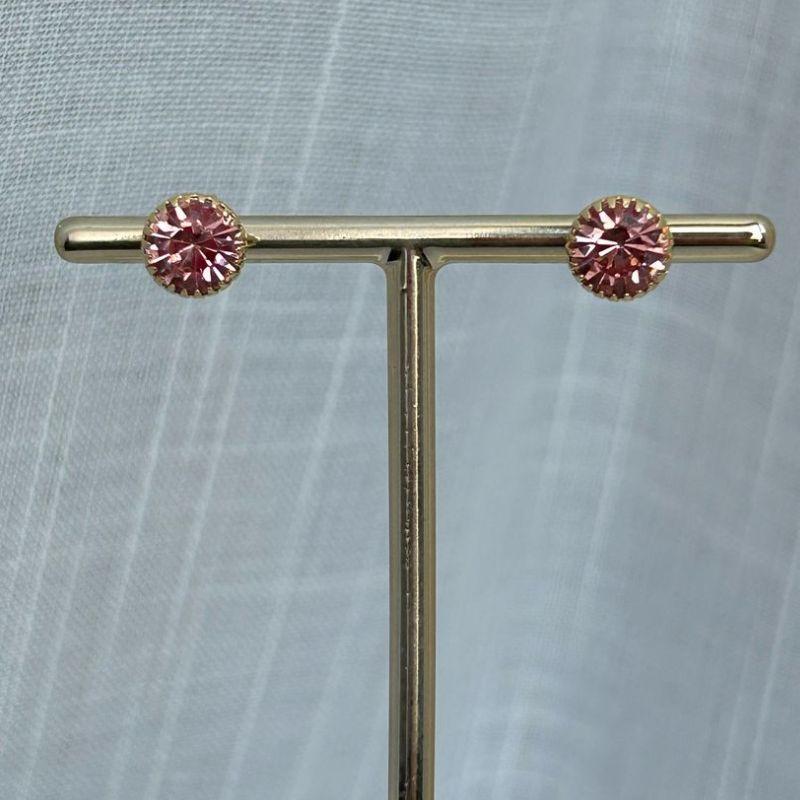 Brinco Ponto de Luz Rosa 8mm