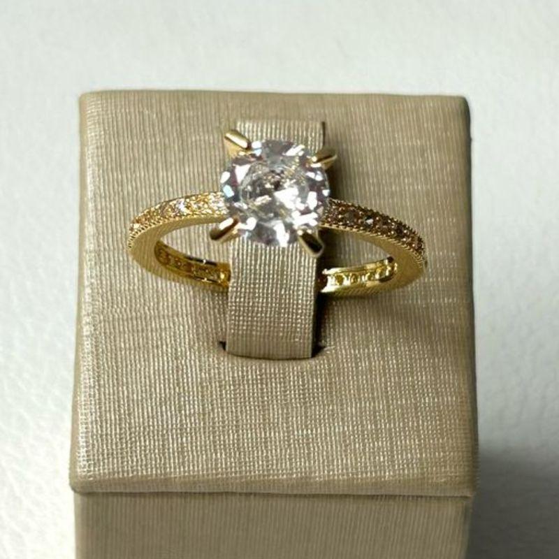 Anel Solitário Cravejado Volta Inteira