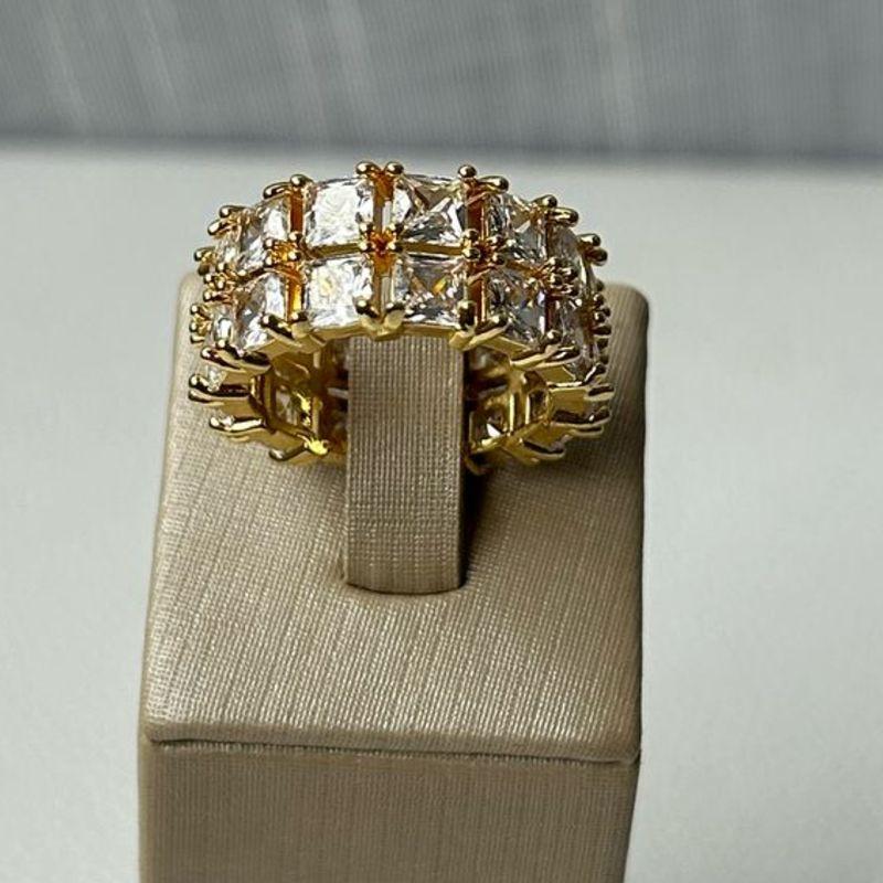 Anel Pedra Carrê Duplo