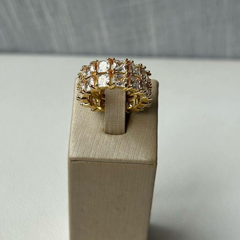 Anel Pedra Carrê Duplo