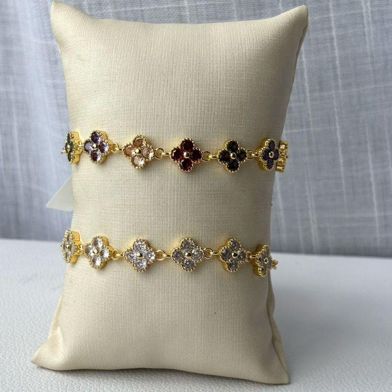 Pulseira Trevo Cristal, Colorida