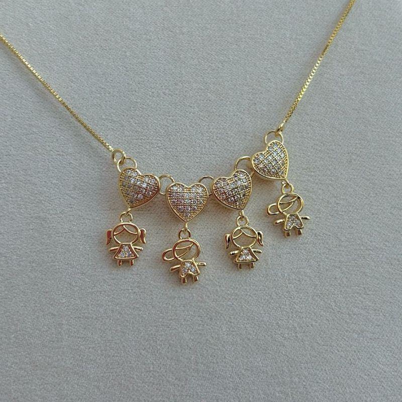 Colar 4 Filhos Coração