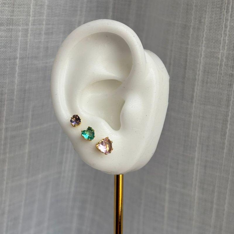 Trio de Brinco Coração Colorido