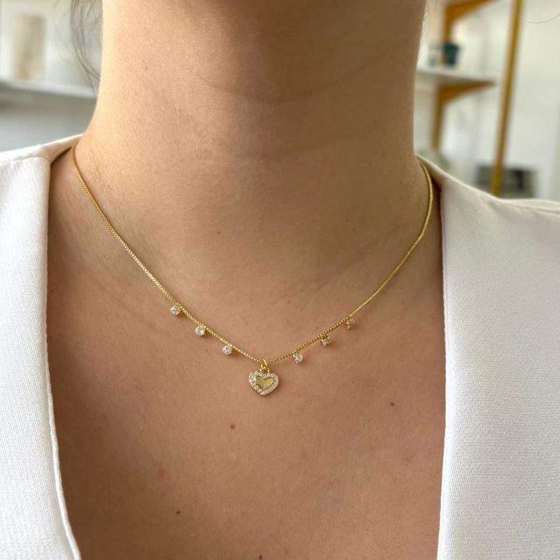 Colar Coração com Ponto de Luz